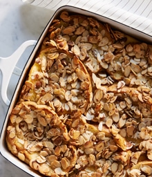 Dish of Diamond Nuts French Toast Casserole.