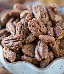 Close-up of Maple Cinnamon Spiced Nuts.