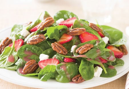 Spinach Salad With Strawberries, Feta & Glazed Pecans