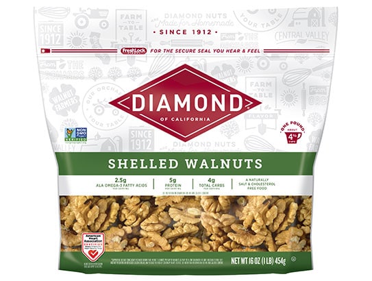 16 ounce bag of walnuts from Diamond Nuts