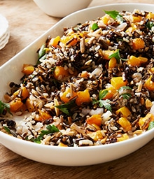 Dish of Diamond Nuts Wild Rice Stuffing.