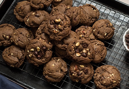 Chocolate Espresso Toasted Hazelnut Cookies