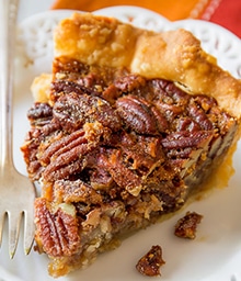 Big slice of Favorite Pecan Pie.