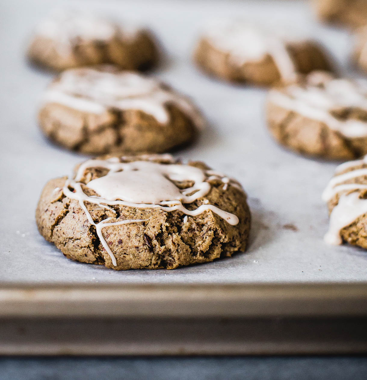 Tray of Soft Cinnamon Pecan Gluten-Free Christmas Cookies.