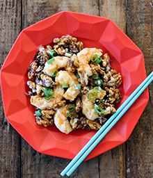 Plate of Honey Walnut Shrimp and chopsticks.