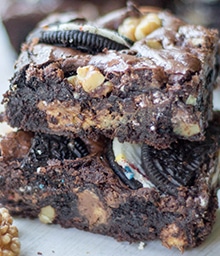 Stack of two Loaded Brownies.