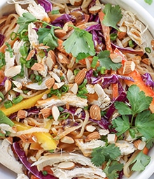 Bowl of Thai Noodles with Almond Sauce.