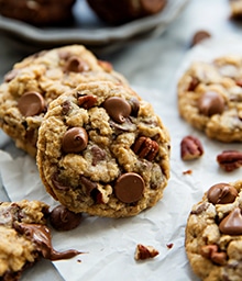 Oatmeal Pecan Cookies with chocolate chips.