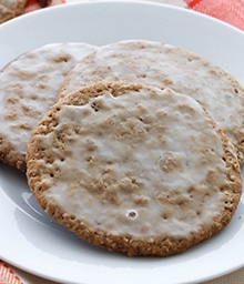 Plate of Old-Fashioned Iced Pecan Oatmeal Cookies.