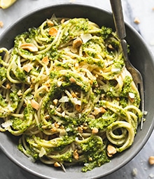 Bowl of Creamy Cashew Pesto Pasta.