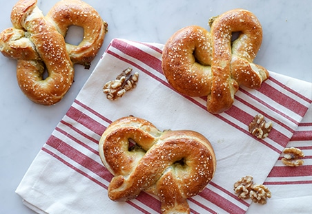 Cheese and Pesto Filled Soft Pretzels