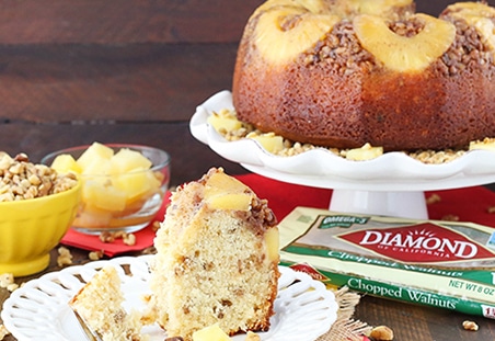 Pineapple Walnut Upside Down Bundt Cake