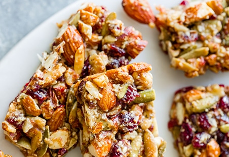 Spiced Pumpkin Seed Cranberry Snack Bars