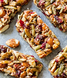 Spiced Pumpkin Seed Cranberry Snack Bars.