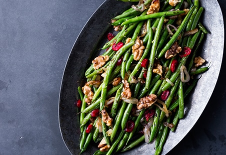 Roasted Green Beans with Walnuts, Lemon and Cranberries