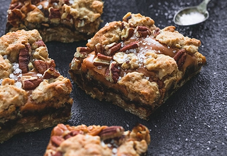 Salted Caramel Pecan Oatmeal Fudge Bars