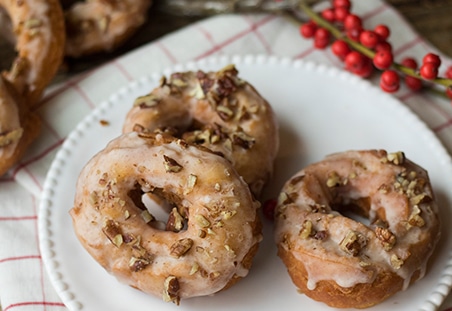 Spice Cake Donuts with Cinnamon Pecan Glaze