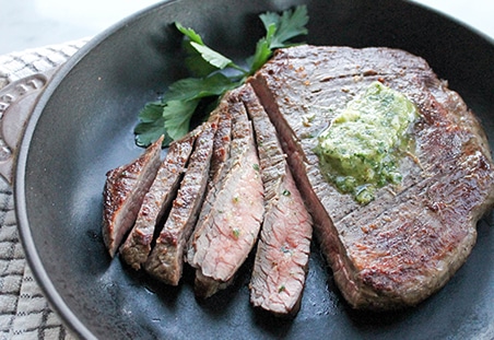 Steak with Walnut Gremolata Butter