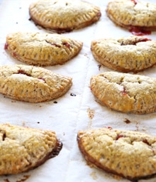 Two rows of Strawberry Rhubarb Scones.