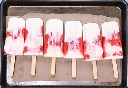 Almond and Strawberry Yogurt Popsicles