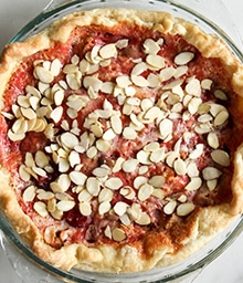 Cherry Almond Custard Pie topped with Diamond slivered almonds.