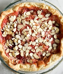 Cherry Almond Custard Pie topped with Diamond slivered almonds.