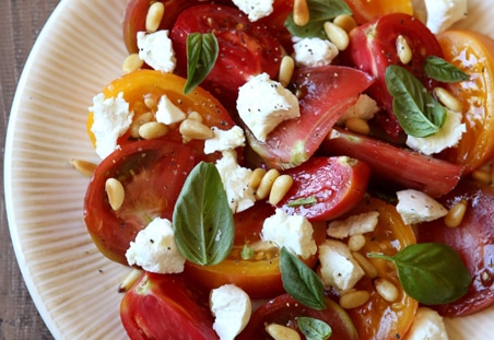 Tomato Salad with Goat Cheese and Pine Nuts