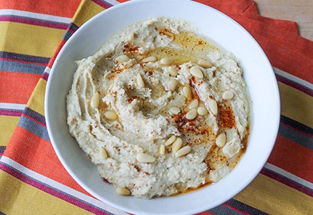 Walnut Hummus with Toasted Pine Nuts